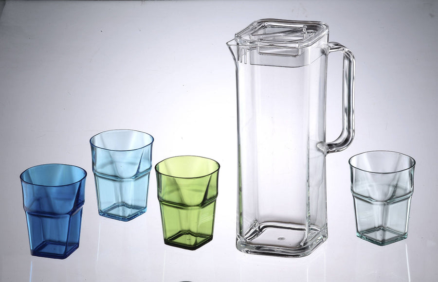 1.7L Square Pitcher W/ 4 Nesting Tumblers - Premium Housewares from Huang Acrylic - Just $29.95! Shop now at Pat's Monograms