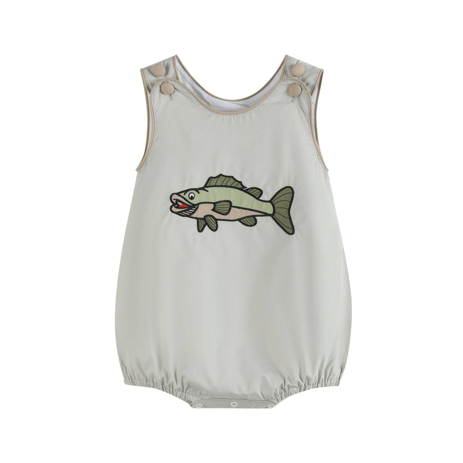 Khaki Green Fish Bubble Romper - Premium Baby & Toddler Outfits from Lil Cactus - Just $34.95! Shop now at Pat's Monograms