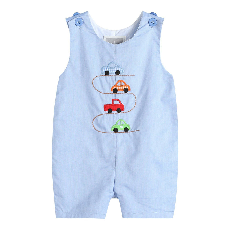 Blue Car Race Track Embroidery Shortalls - Premium Baby & Toddler Outfits from Lil Cactus - Just $32.95! Shop now at Pat's Monograms